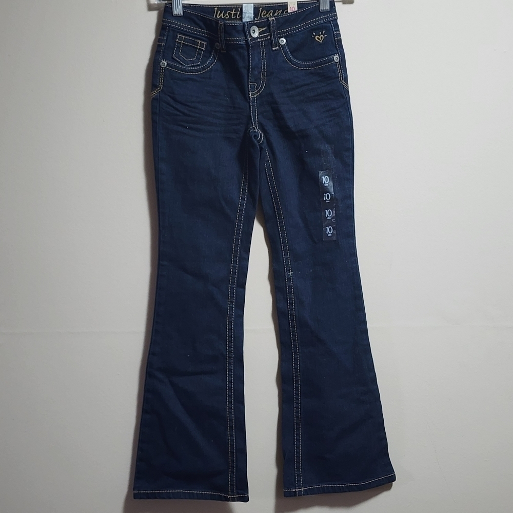 Justice jeans wide leg streched jeans color blue size 10